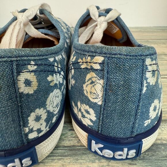 Keds Comfy Lace Up Walking Sneakers Blue Floral Print- Sz 6.5 - Picture 12 of 15